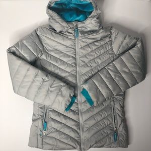 Champion Hoodied Light Grey Puffer Jacket - Girls LG(10-12)